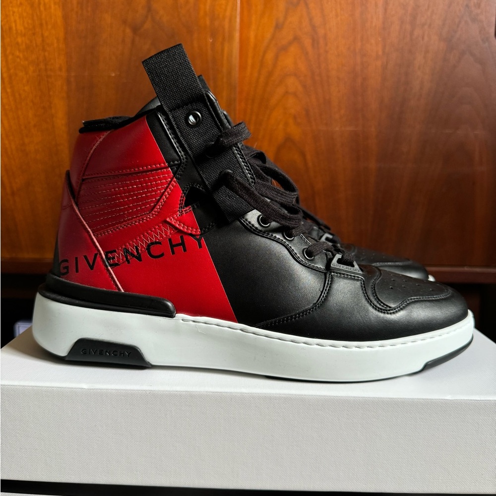 Givenchy Black and Red Wing High Top Sneakers